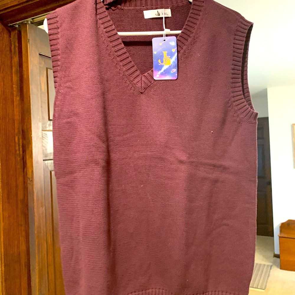 Up for sale sweater vest purchased on Amazon dark brown chocolate color